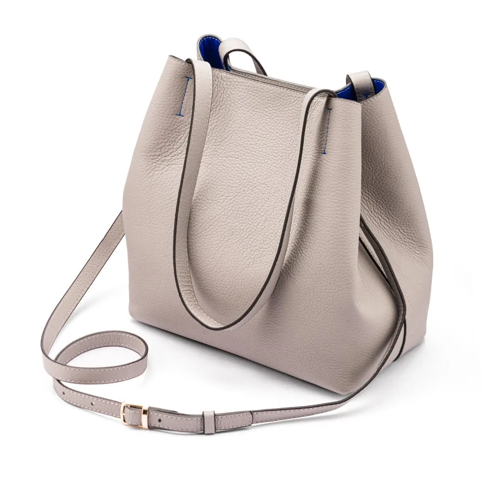Emma 2 in 1 Leather Tote Bag - Grey