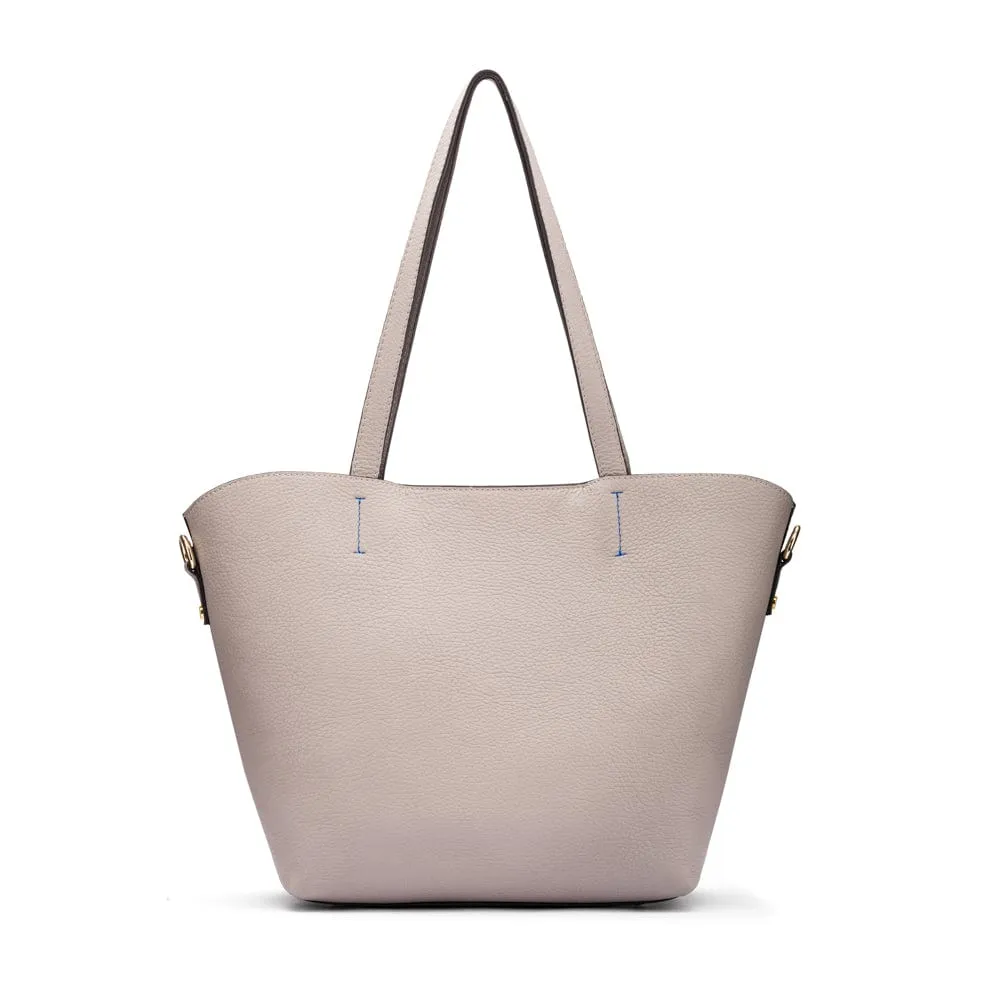 Emma 2 in 1 Leather Tote Bag - Grey