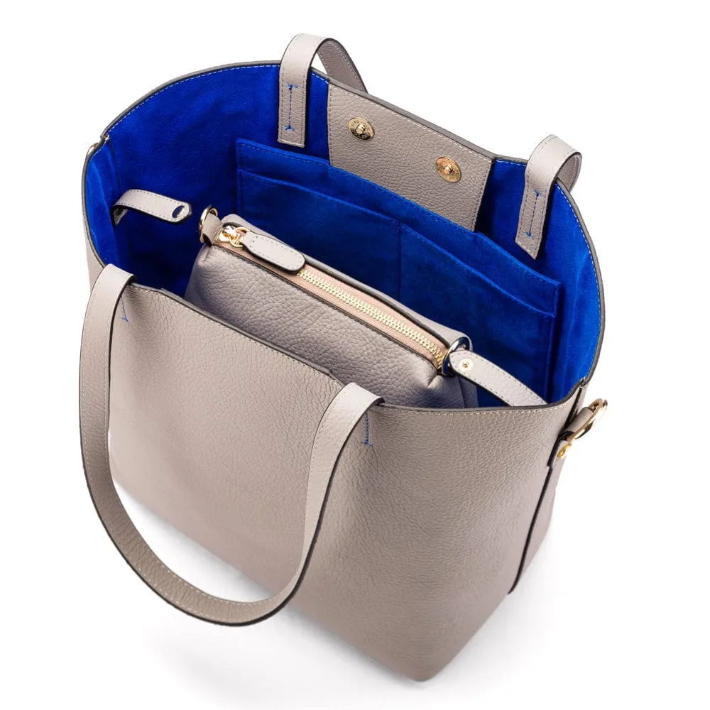 Emma 2 in 1 Leather Tote Bag - Grey