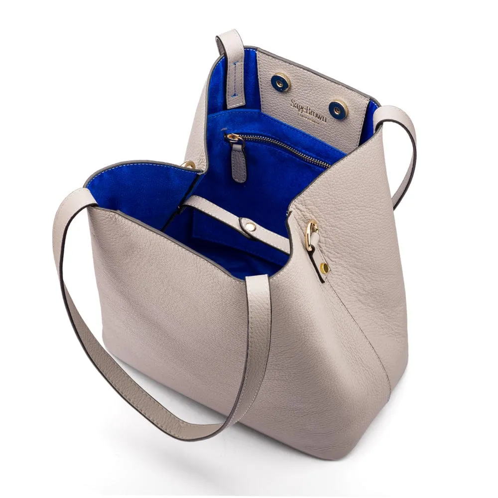 Emma 2 in 1 Leather Tote Bag - Grey