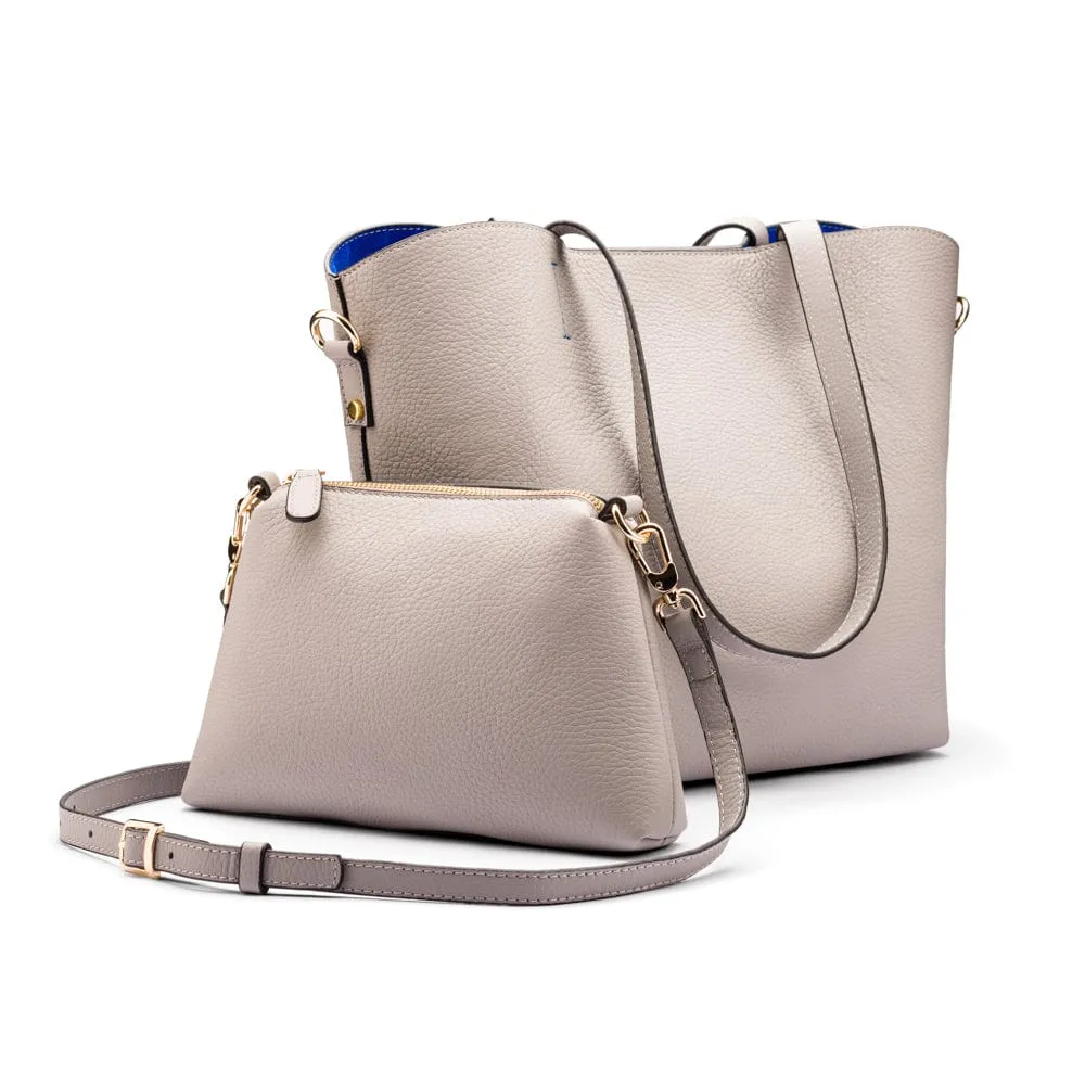 Emma 2 in 1 Leather Tote Bag - Grey