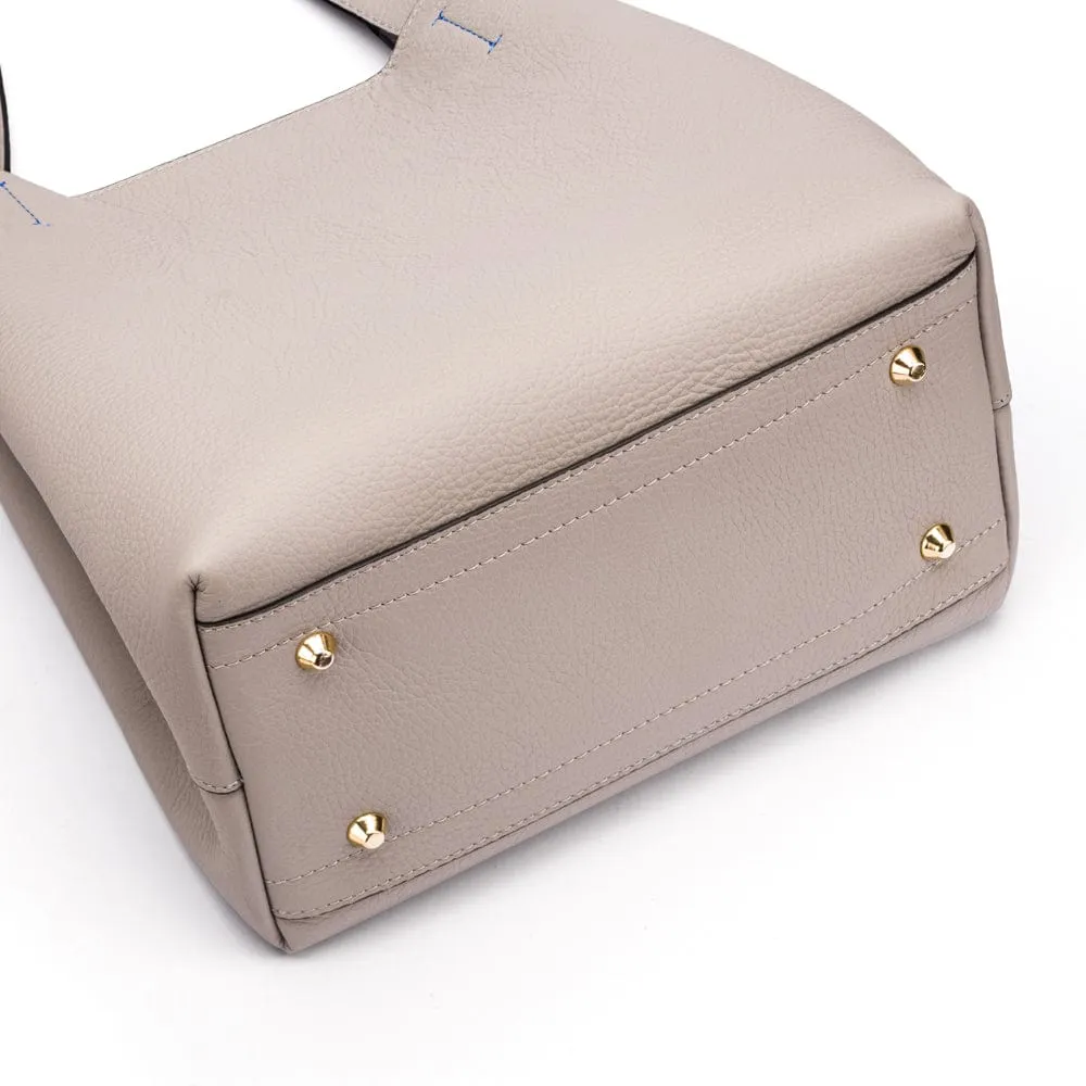 Emma 2 in 1 Leather Tote Bag - Grey