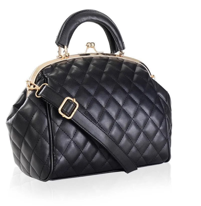 Faux Leather Framed Shoulder Bag