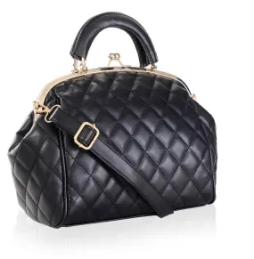 Faux Leather Framed Shoulder Bag