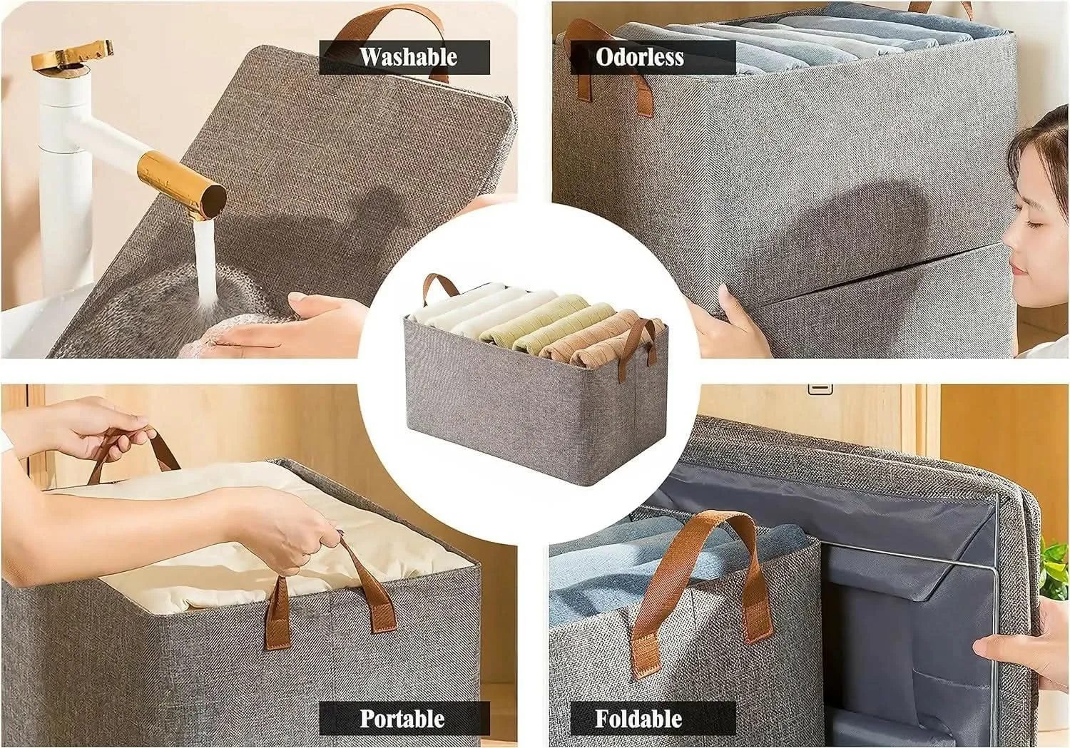 Flexi Fold Large Collapsible Cloth Basket | Versatile Metal Frame Organizer for Clothes, Toys, and Books