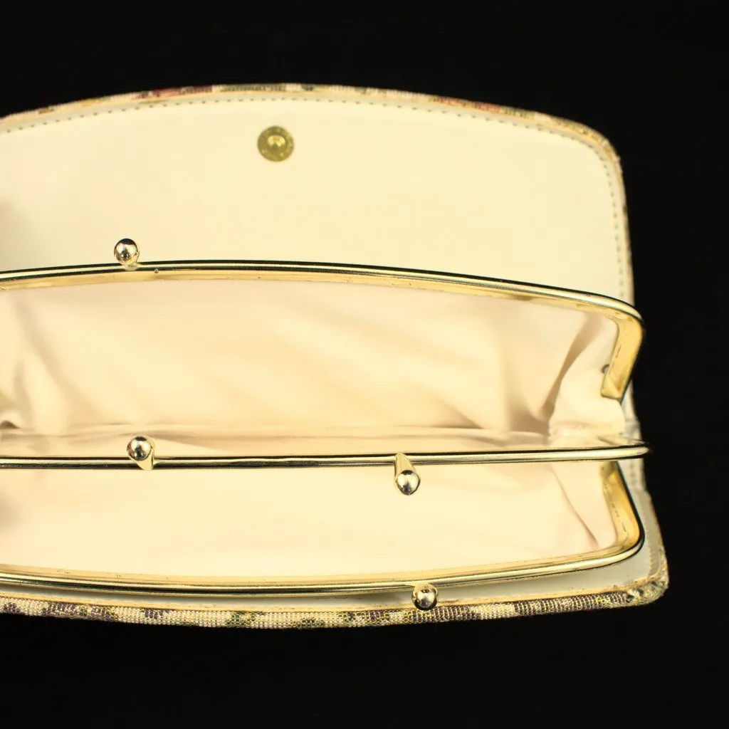 Gold Floral Tapestry Change Purse