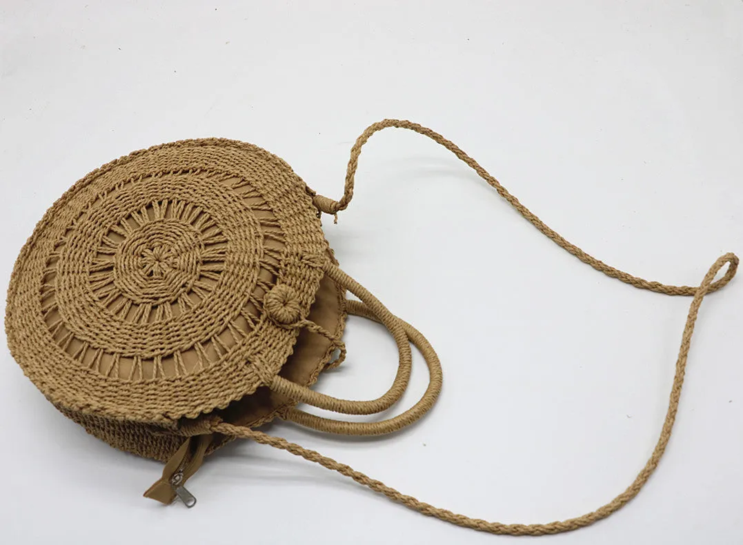 Handmade Rattan Women Round Boho Bag