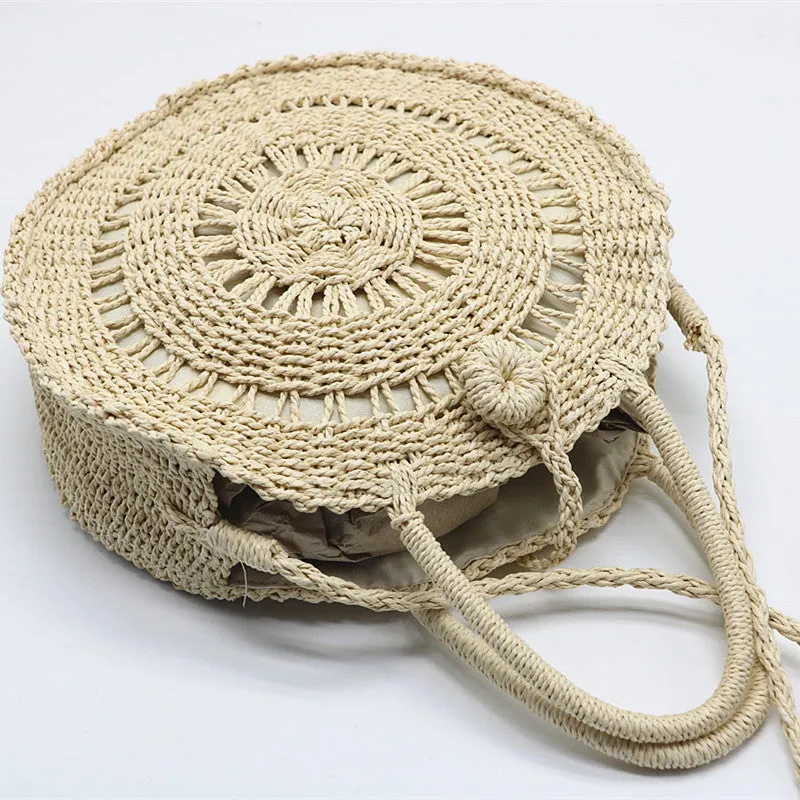 Handmade Rattan Women Round Boho Bag