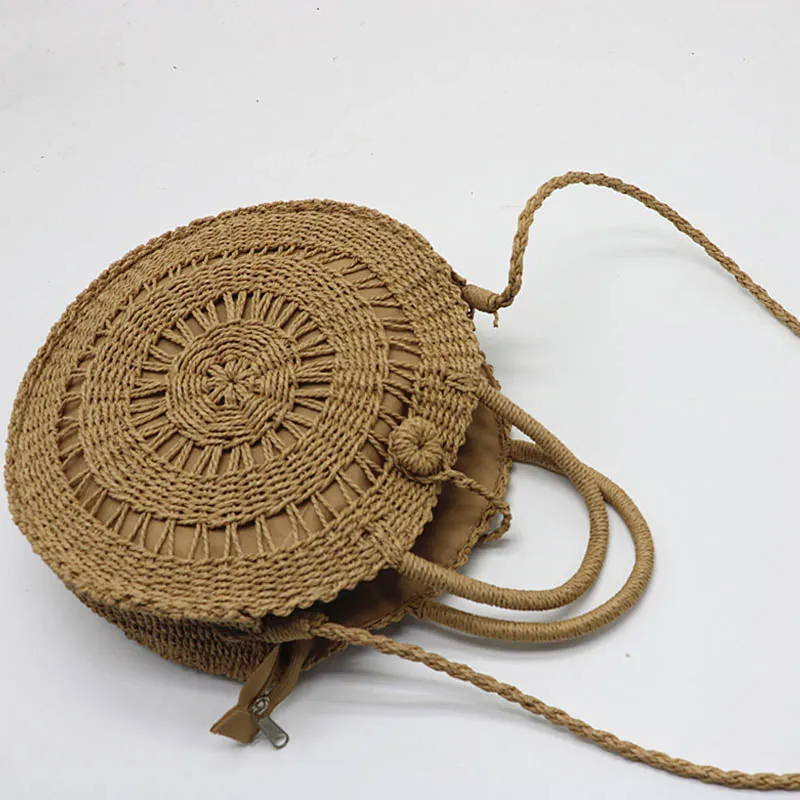 Handmade Rattan Women Round Boho Bag