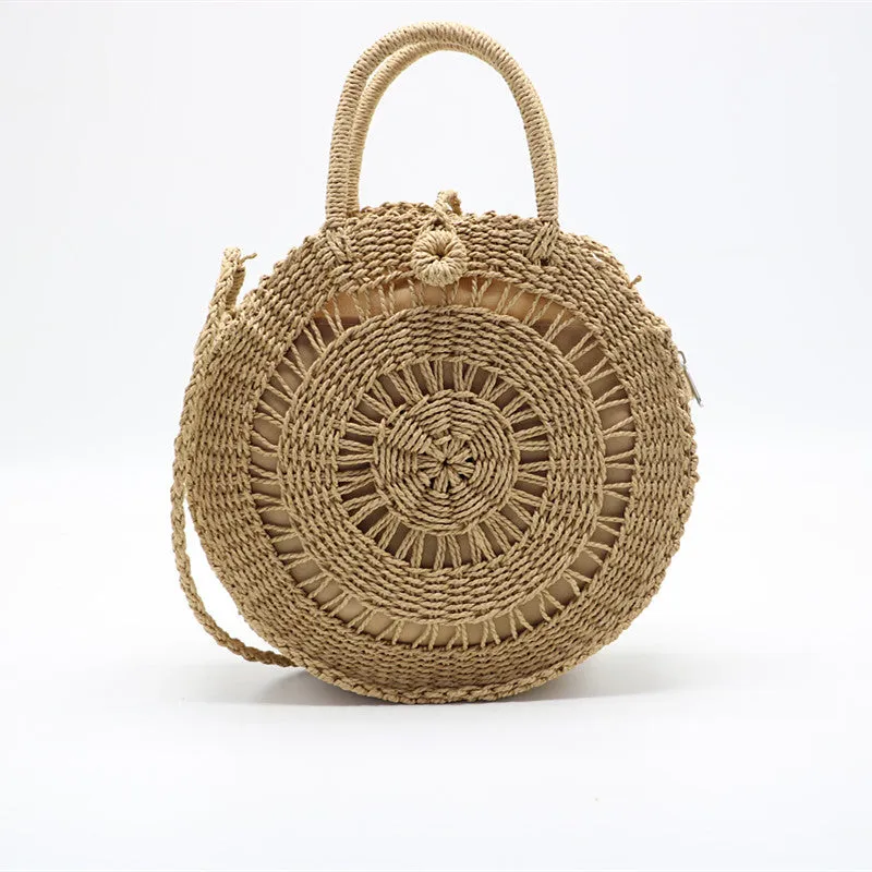 Handmade Rattan Women Round Boho Bag