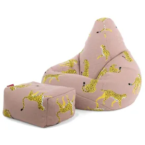 Highback Bean Bag Chair - Knitted Cheetah Pink
