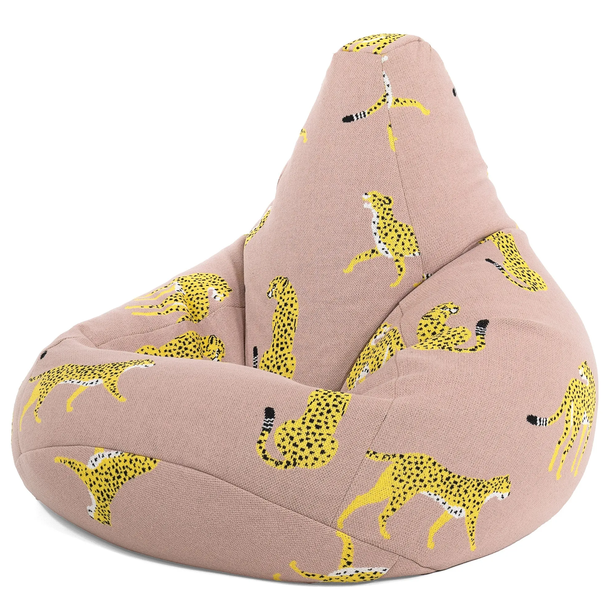 Highback Bean Bag Chair - Knitted Cheetah Pink