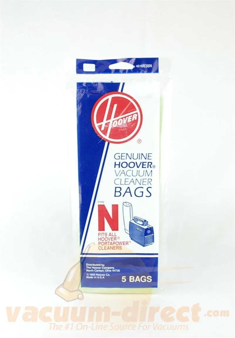 Hoover Type N PortaPower Vacuum Bags, 5 Pack Genuine Hoover Parts