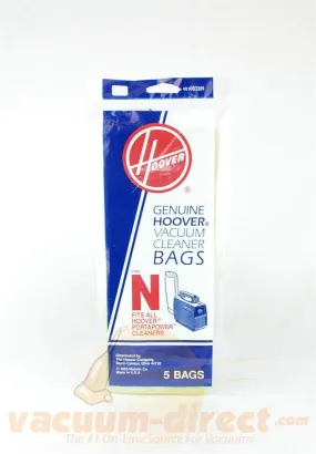 Hoover Type N PortaPower Vacuum Bags, 5 Pack Genuine Hoover Parts