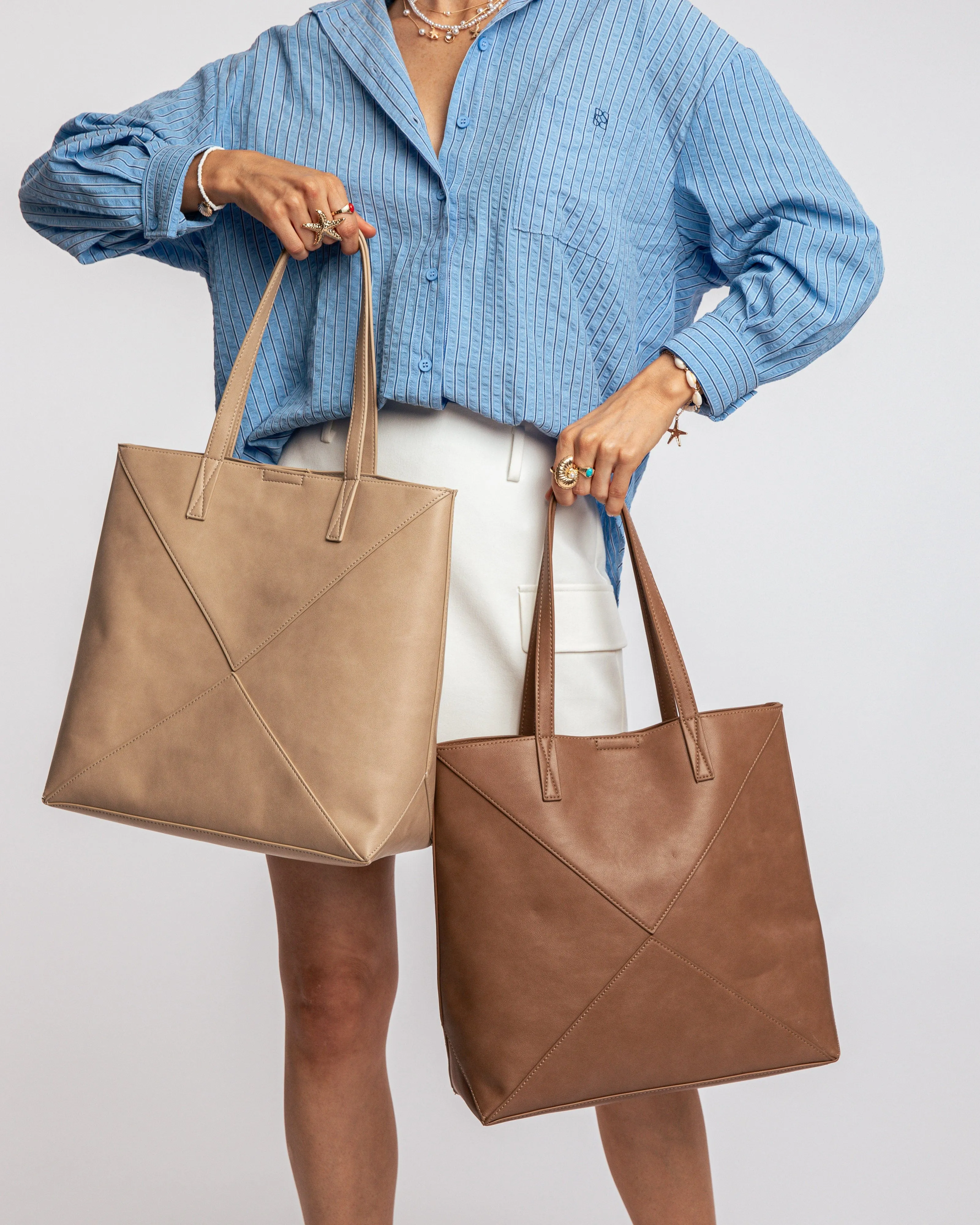 Ivory Selena  Panel Tote Bag