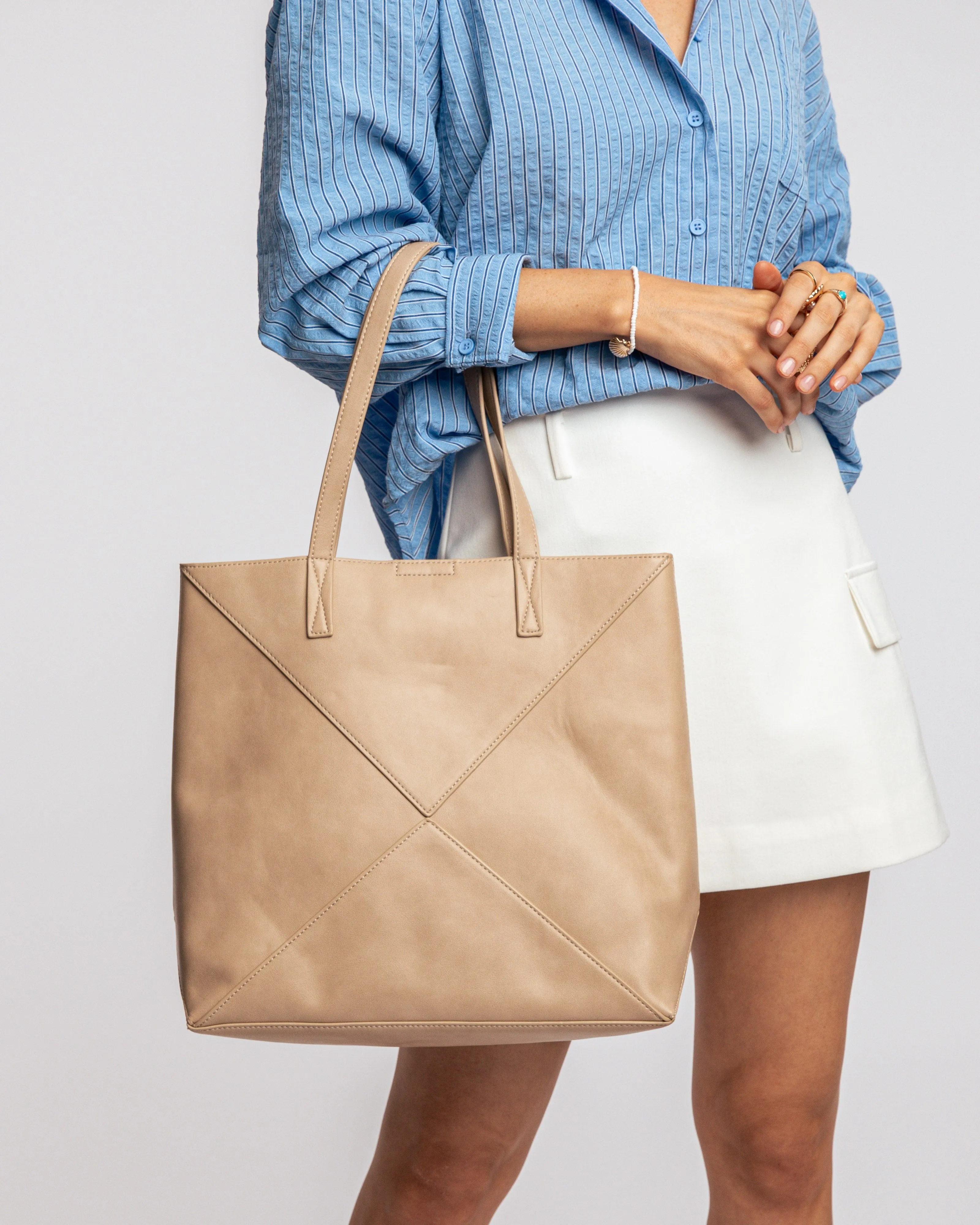 Ivory Selena  Panel Tote Bag