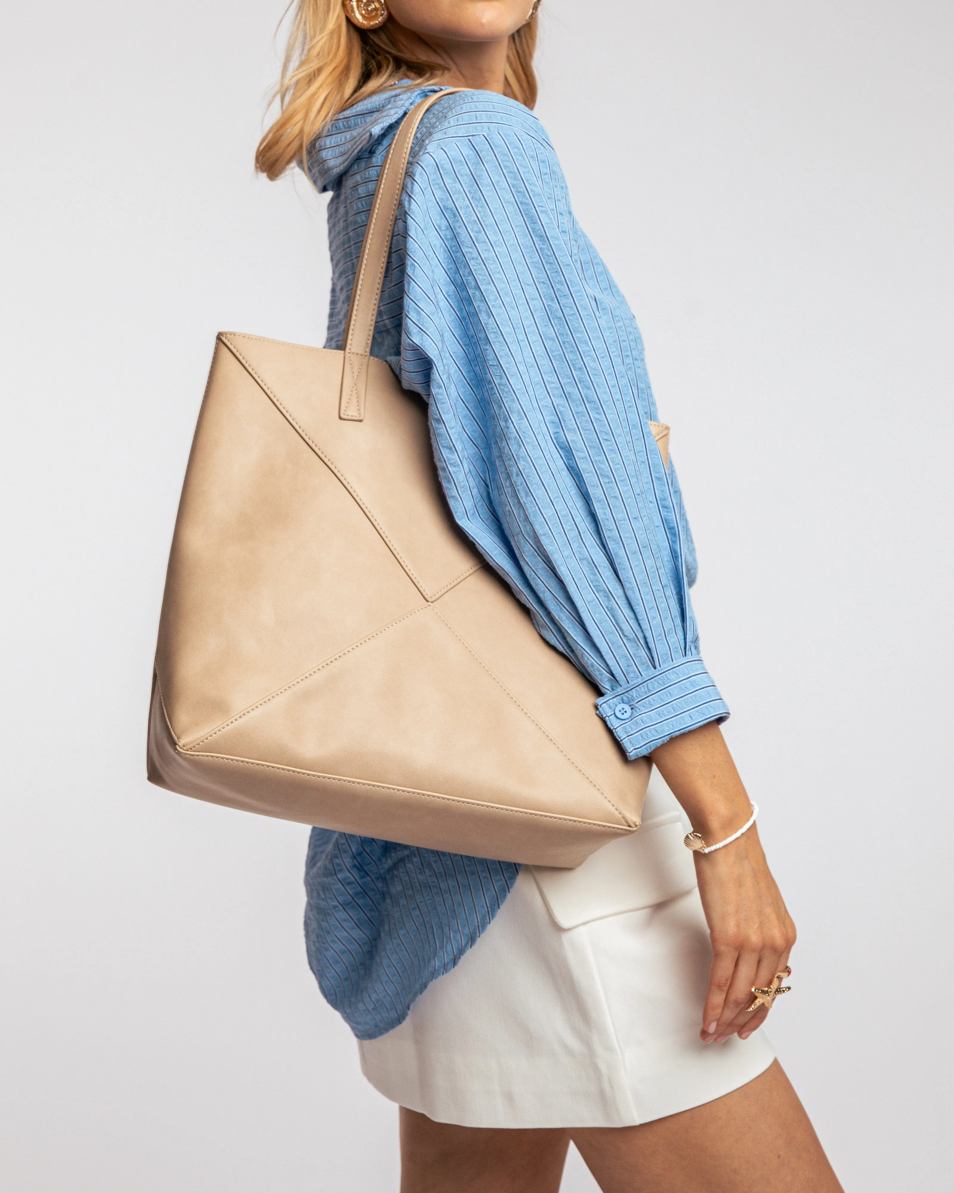 Ivory Selena  Panel Tote Bag