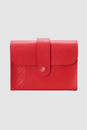 Kars leather clutch in red