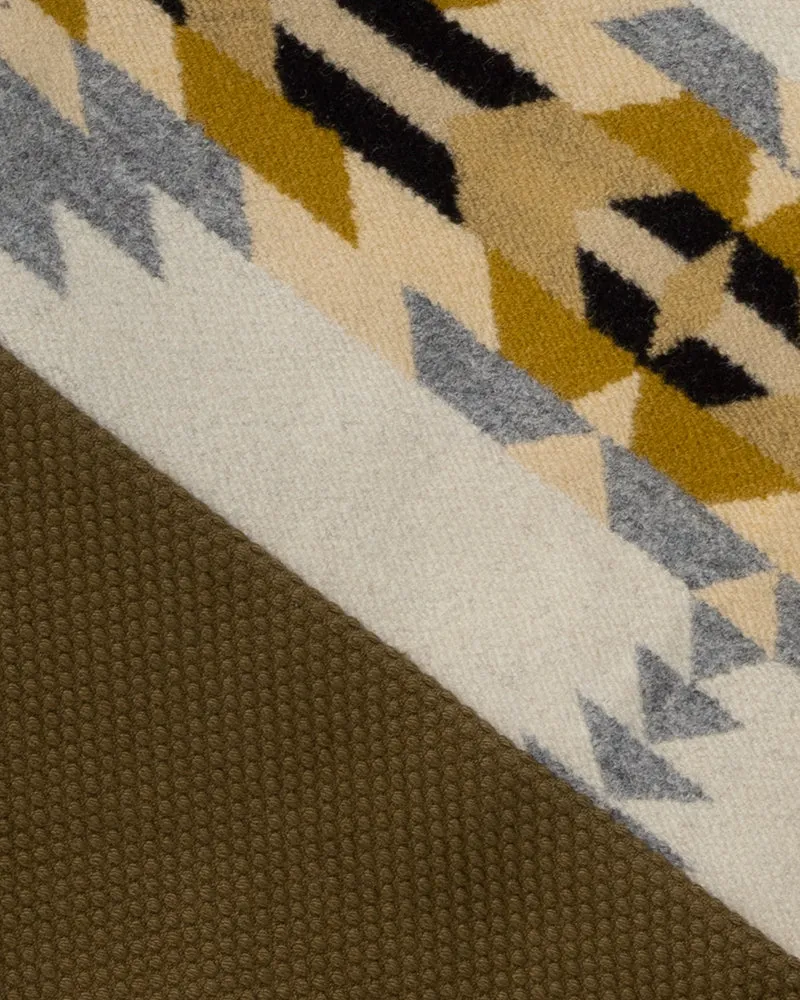 Kiriko Original Tsuno Tote, Sashi-Ori, Olive with Ivory and Yellow Pendleton Fabric