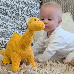 Knitted Diplodocus Yellow Cuddly Soft Toy