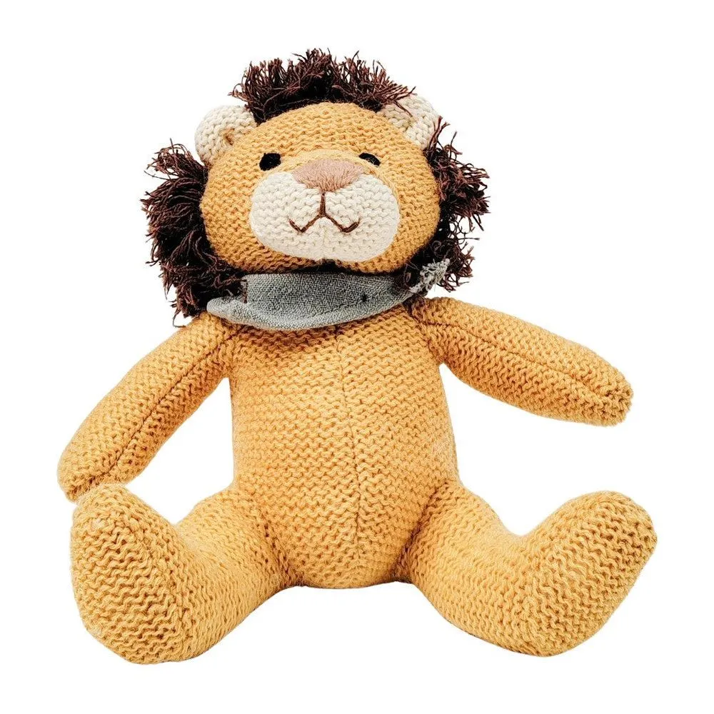 Knitted Lion Soft Toy Mustard 18cm