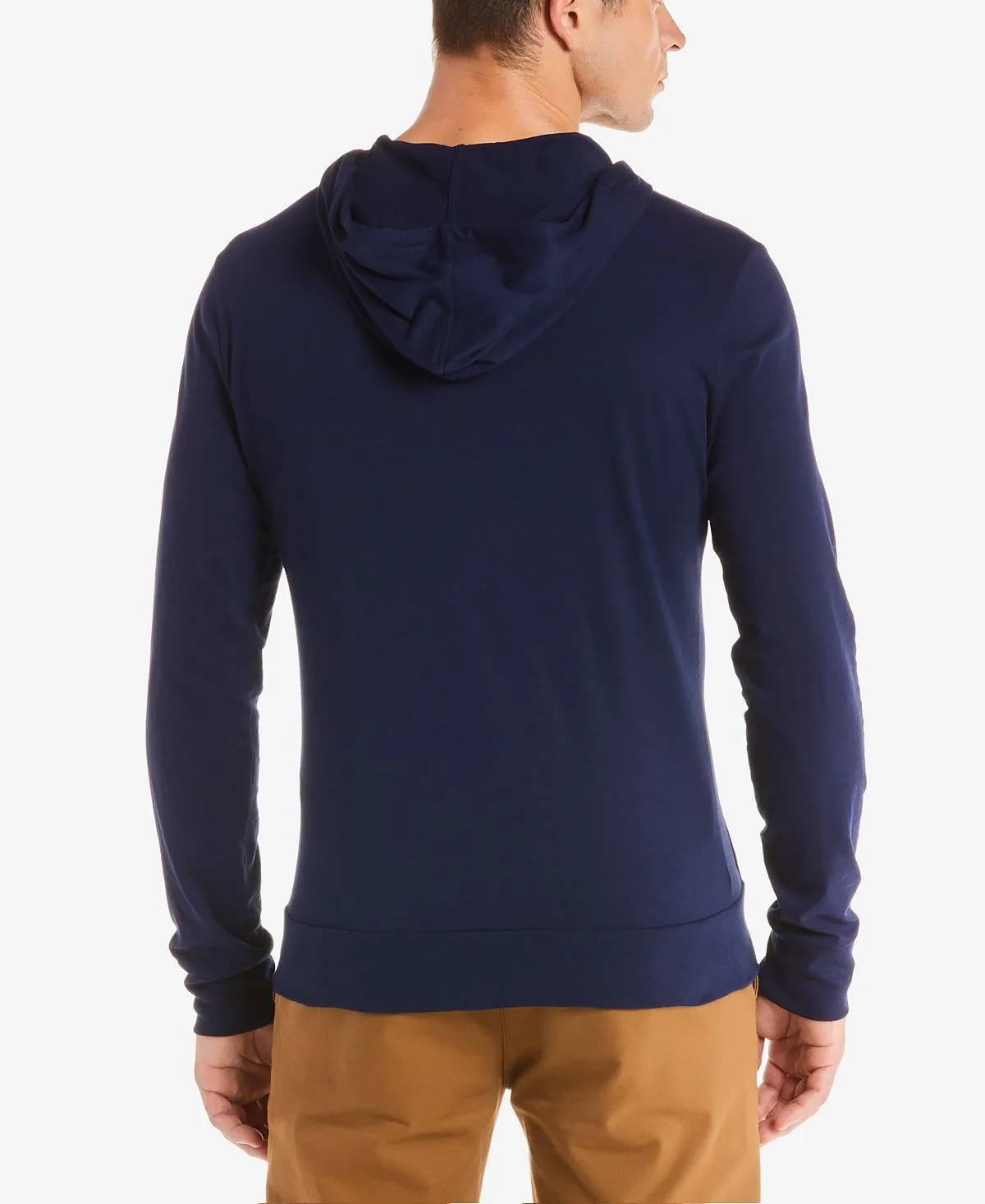 Lacoste Long Sleeve Jersey T-Shirt with Hood and Kangaroo Pocket dark blue