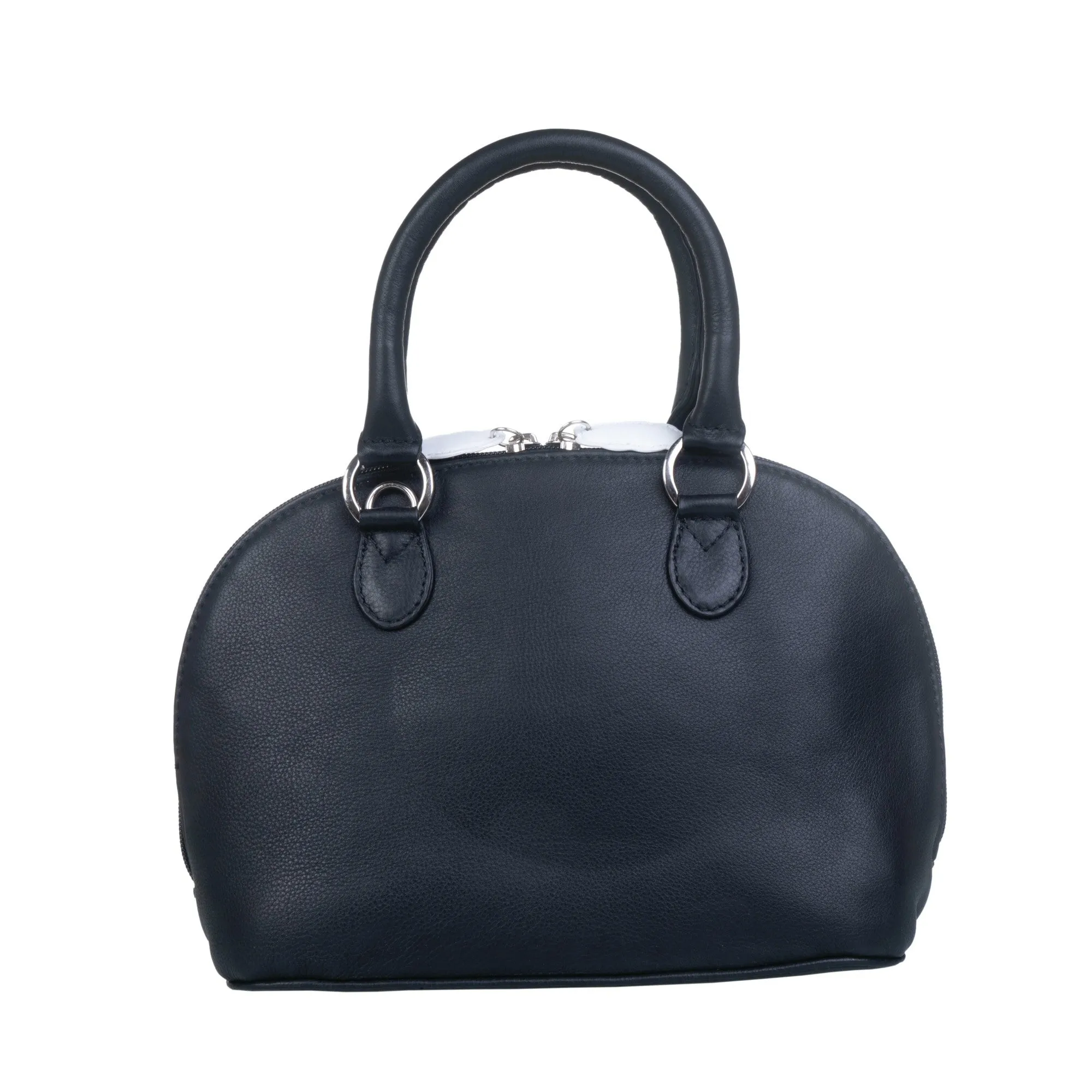 Mala Leather Black Bella Highland Cow Zip round Grab Bag