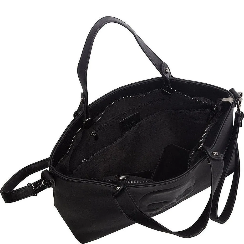 Mechaly Women's Skully Plum Wine Vegan Leather Skull Handbag
