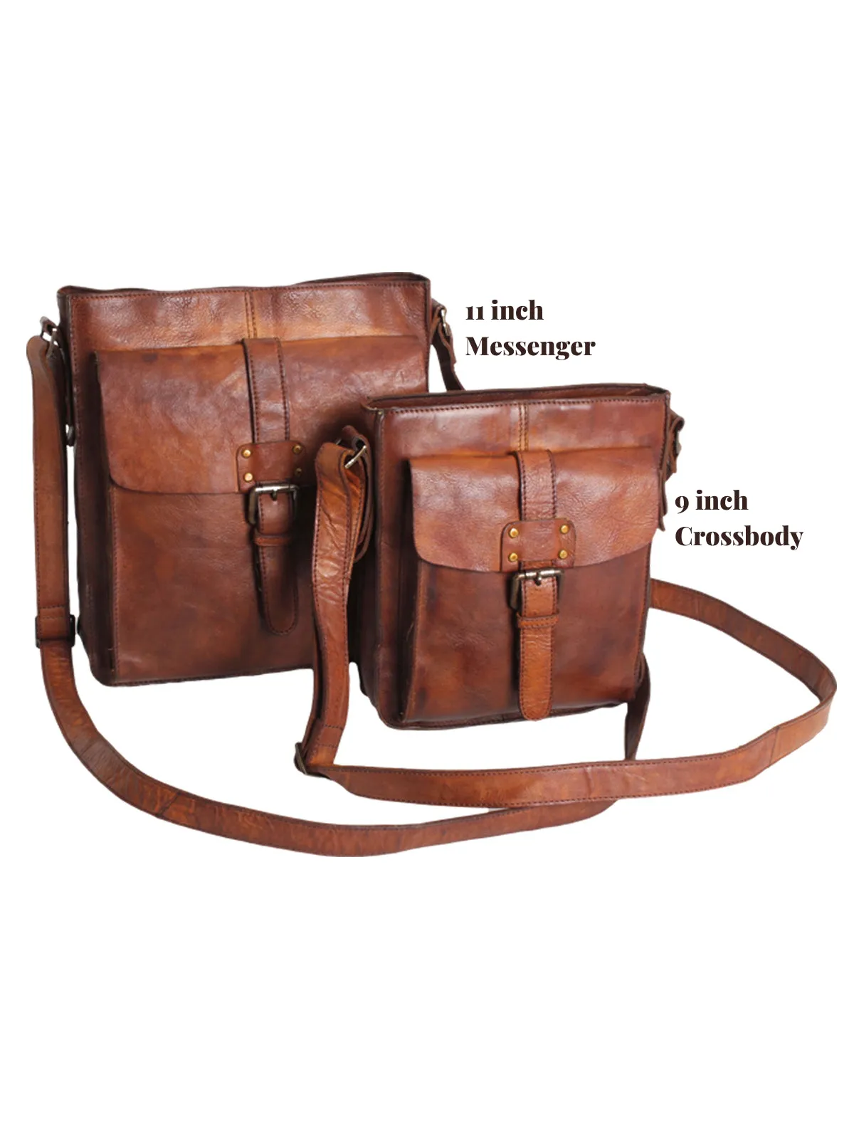 Men's Small Tan Leather Vintage Style Crossbody Bag