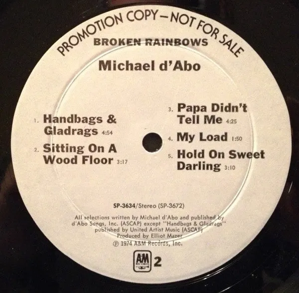 Mike D'Abo - Broken Rainbows (LP, Album, Promo) (VG )