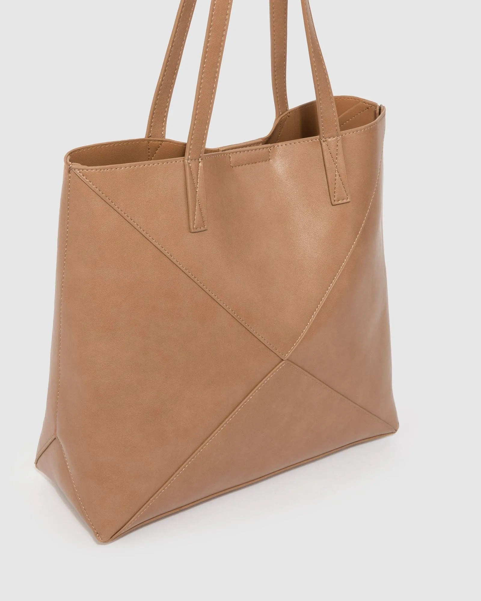 Natural Selena Panel Tote Bag