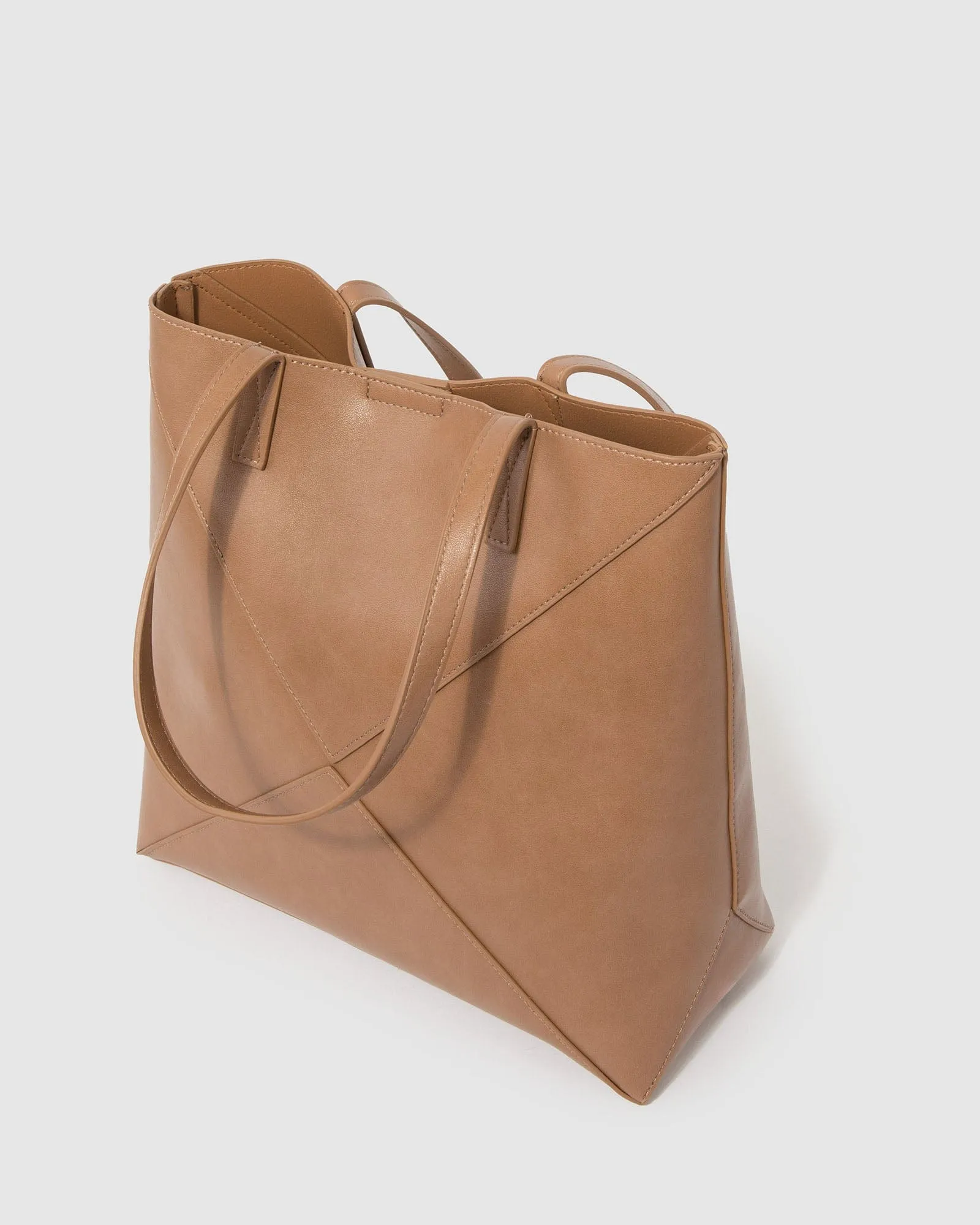 Natural Selena Panel Tote Bag