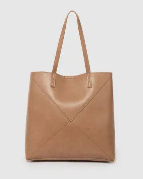 Natural Selena Panel Tote Bag