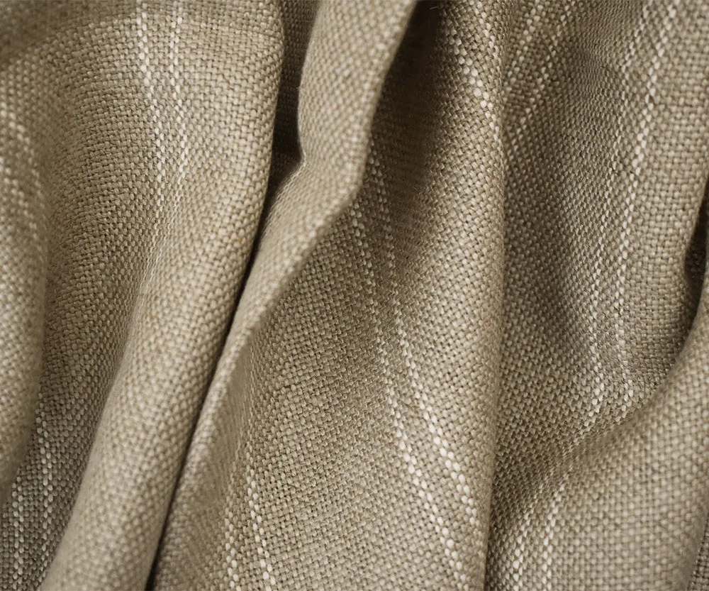 Natural-White Moygashel Stripe Woven Irish Linen Home Decorating Fabric
