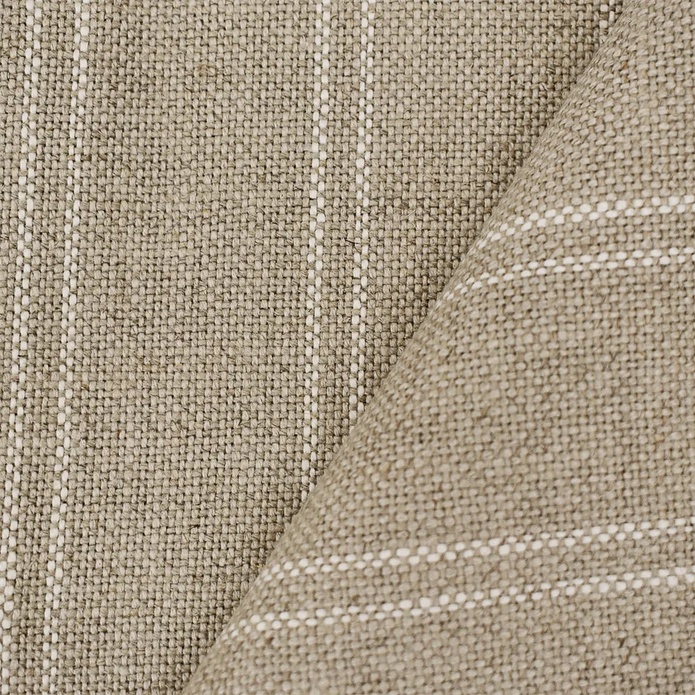 Natural-White Moygashel Stripe Woven Irish Linen Home Decorating Fabric