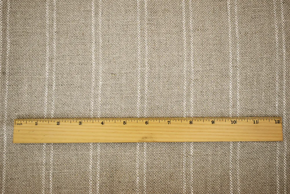 Natural-White Moygashel Stripe Woven Irish Linen Home Decorating Fabric