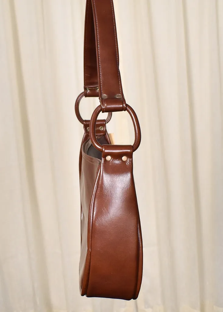 NWT 1970s Vintage Brown Vinyl Handbag