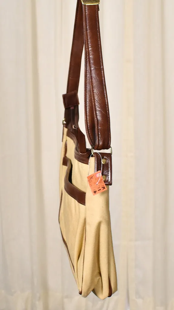 NWT 1970s Vintage Tan Canvas Handbag