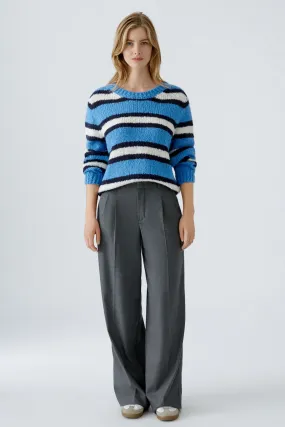OUI Blue & White Pullover