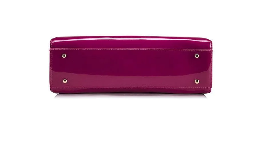 PATENT LEATHER ZIPPERED TOTE