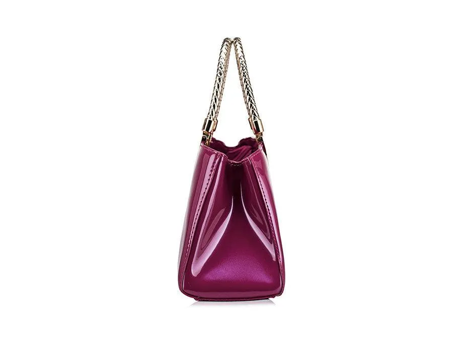 PATENT LEATHER ZIPPERED TOTE