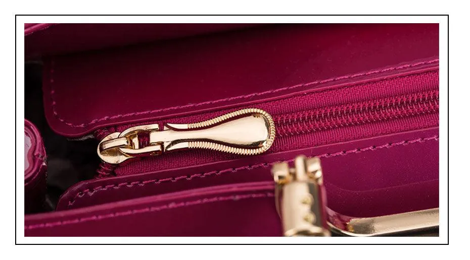 PATENT LEATHER ZIPPERED TOTE