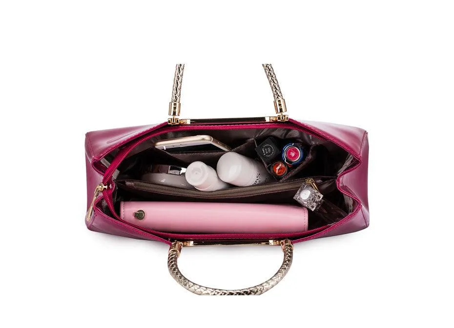 PATENT LEATHER ZIPPERED TOTE