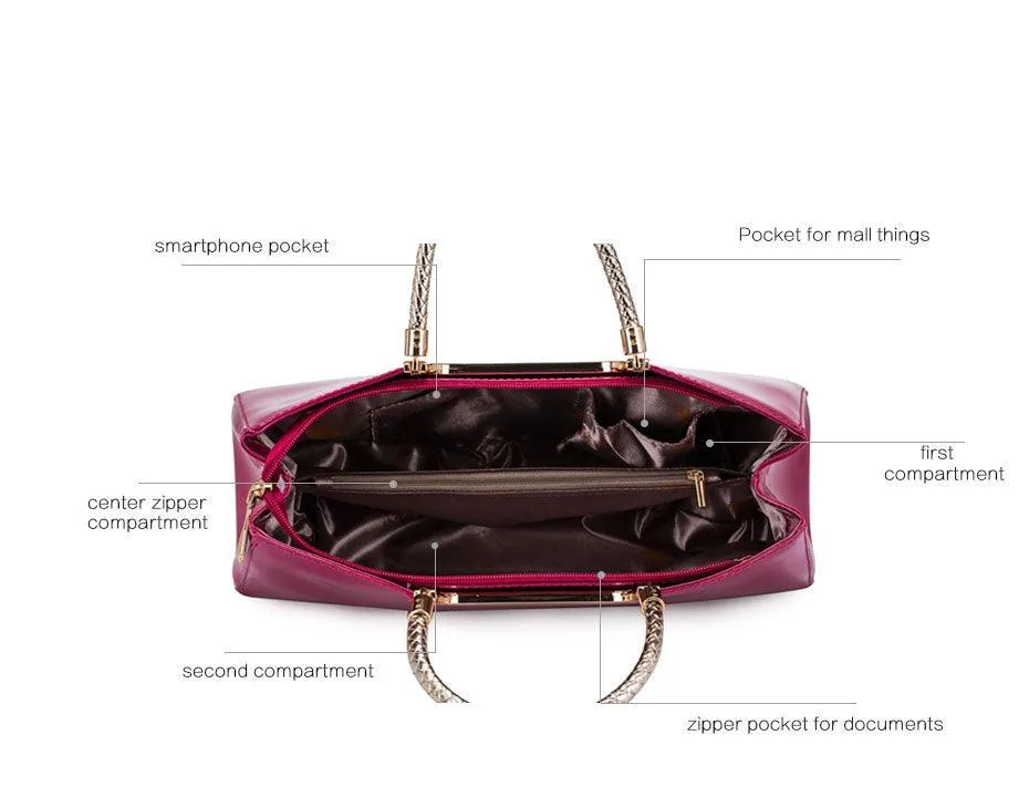 PATENT LEATHER ZIPPERED TOTE