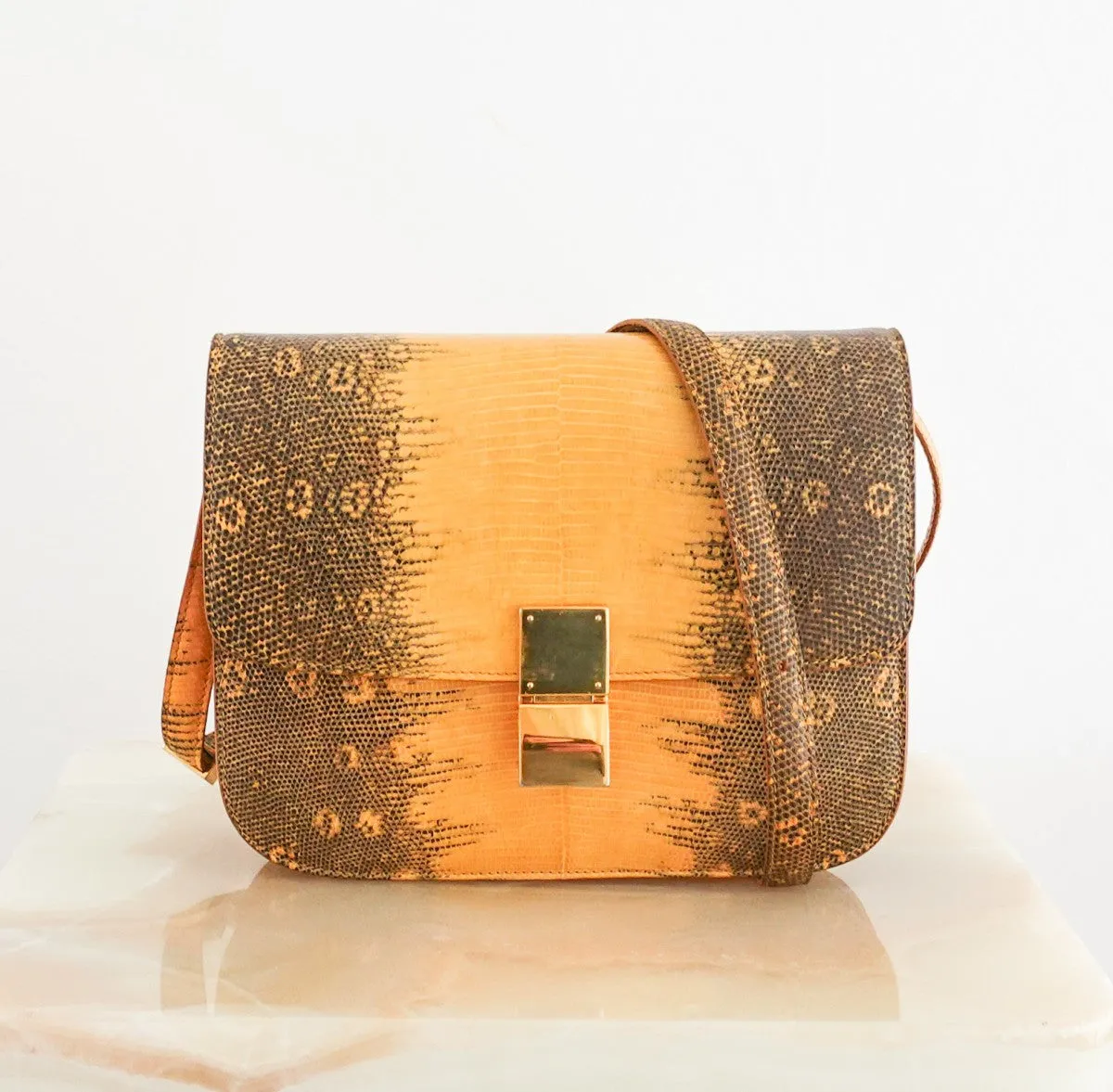 Phoebe Philo yellow lizard medium box bag RRP £5.5k
