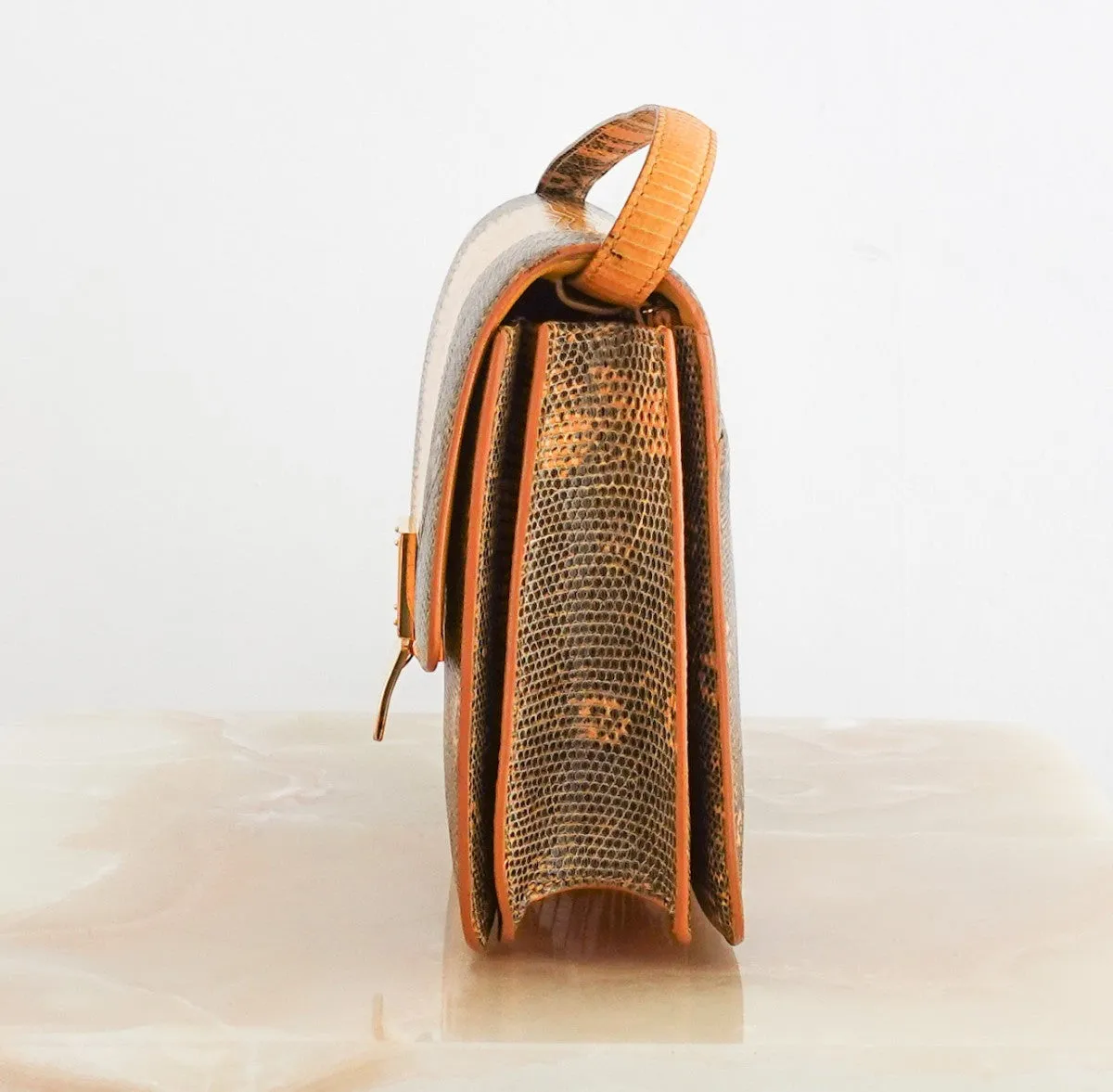 Phoebe Philo yellow lizard medium box bag RRP £5.5k