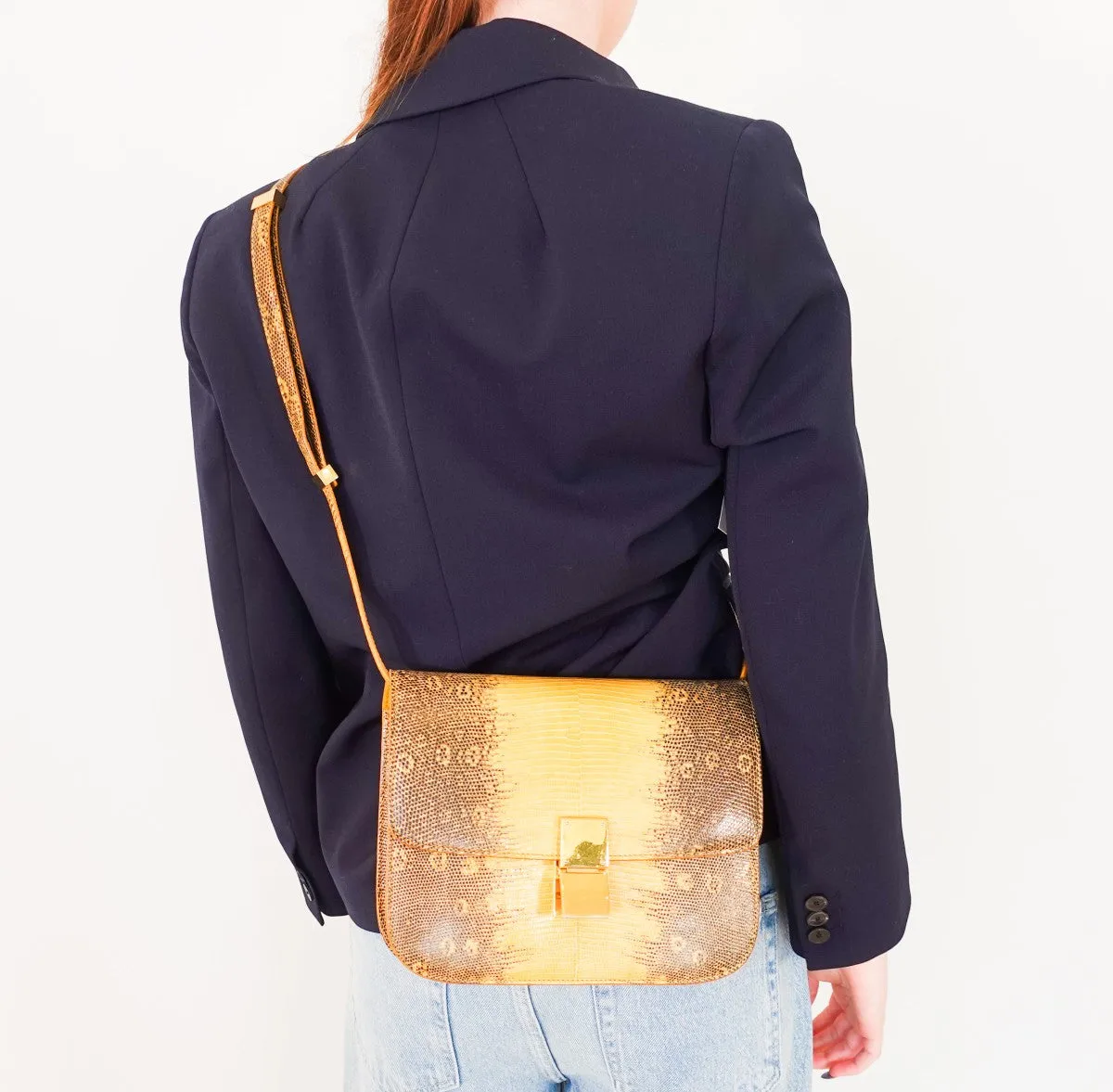 Phoebe Philo yellow lizard medium box bag RRP £5.5k