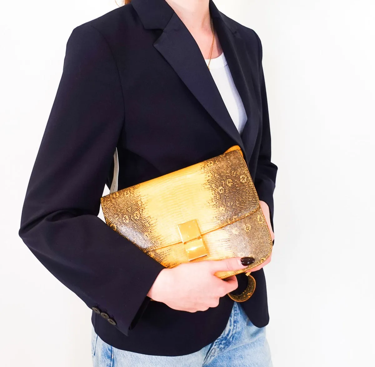 Phoebe Philo yellow lizard medium box bag RRP £5.5k