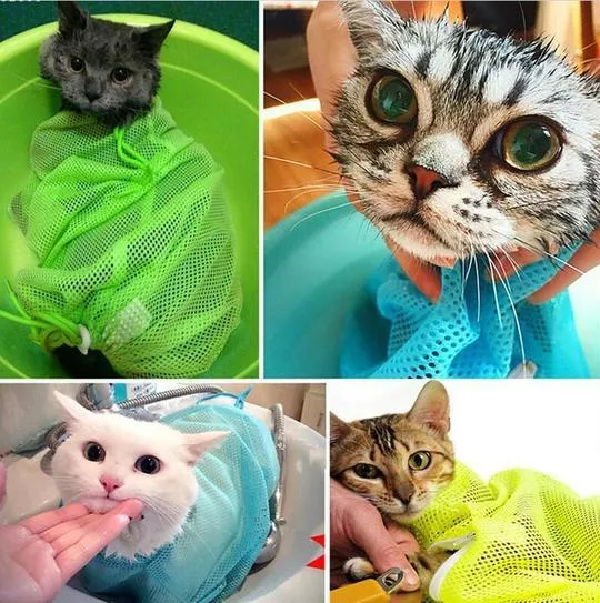 Polyester Cat Washing Shower Mesh Bags
