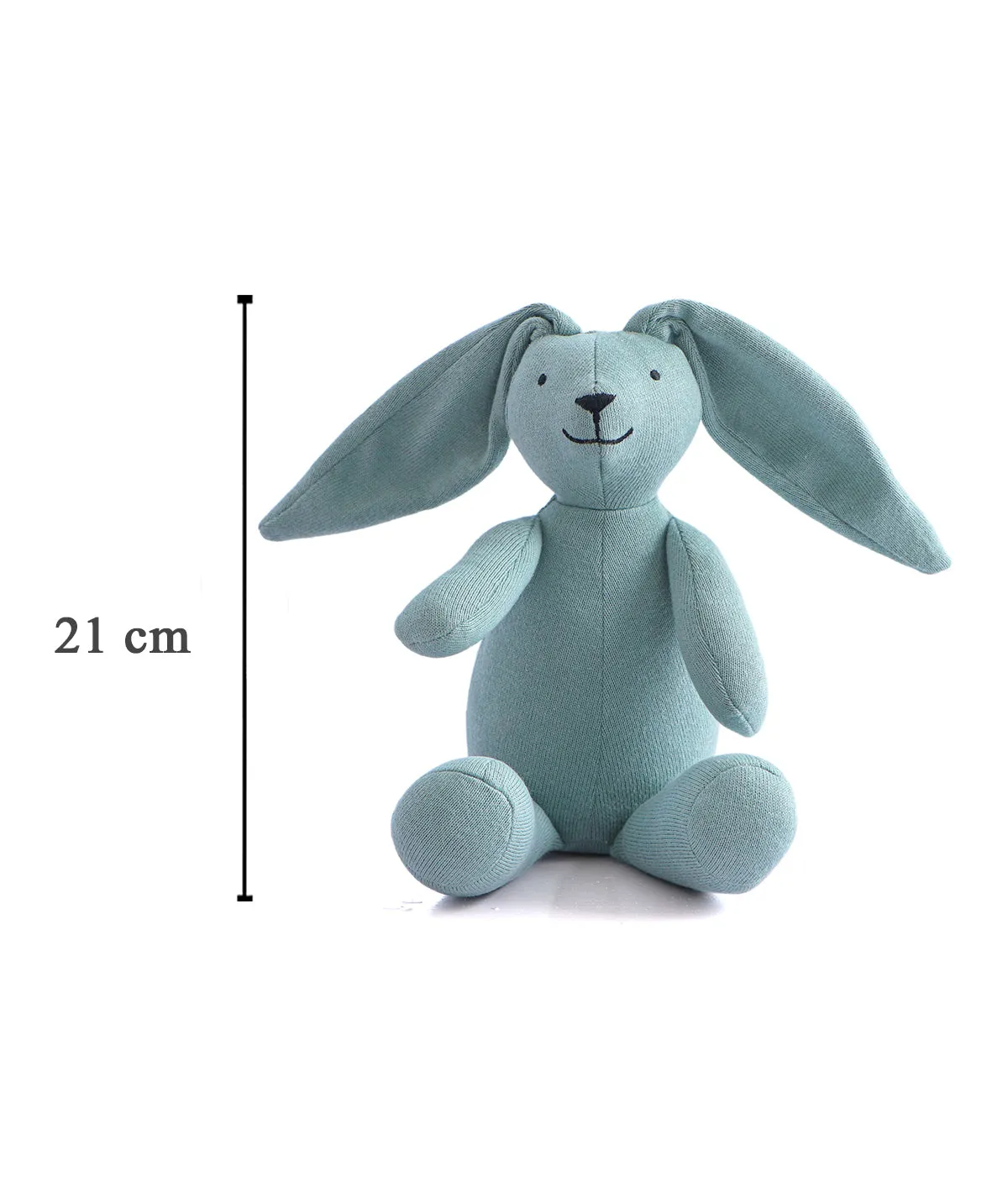 Rabbit Dull Blue 100% Cotton Knitted Stuffed Soft Toys for Babies / Kids